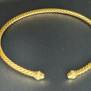 David Yurman Classic Cablespira Bracelet 18K Yellow Gold with Diamonds, 3mm